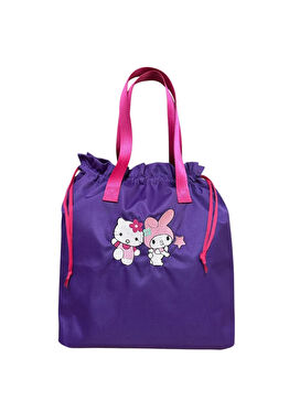 Mor Hello Kitty Desenli Fonksiyonel Kadın Plaj Havuz Çantası