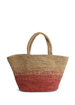 Turuncu Kadın Rafya Alışveriş Çantası