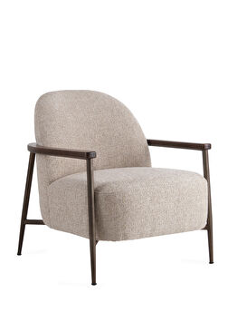 Meder Taş Rengi Ceviz Ahşap Metal Berjer