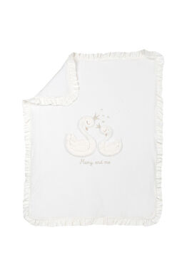 Krem Pamuklu Puset Boyu Çıkarılabilir Bebek Çocuk Battaniyesi