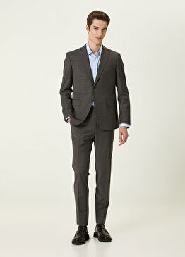 Gri Ekose Desenli Takım Elbise