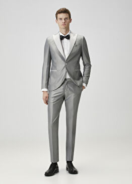 Açık Gri Yün Takım Elbise