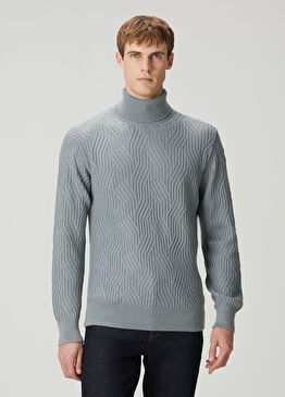 Gri Balıkçı Yaka Yün Kazak