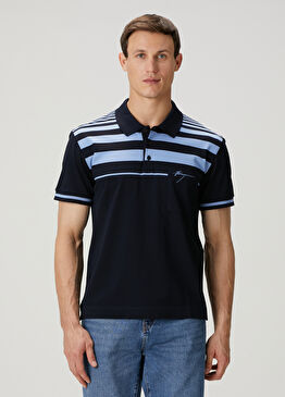 Lacivert Polo Yaka Kısa Kollu Triko