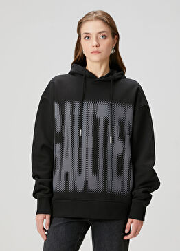 Siyah Gri Kapüşonlu Organik Pamuk Sweatshirt