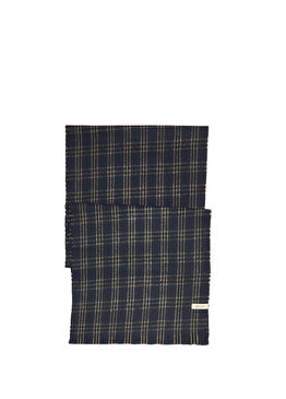 Siyah Lacivert Ekose Desenli Erkek Atkı