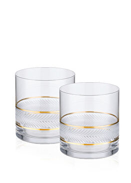 Ivy 2'li Altın Yaldızlı Cam Viski Takımı