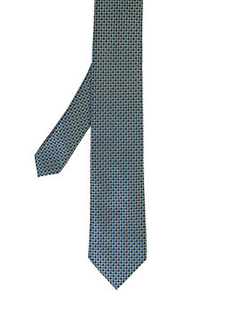 Yeşil Mikro Geometrik Desenli Kravat