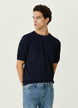 Slim Fit Lacivert Bisiklet Yaka Kazak