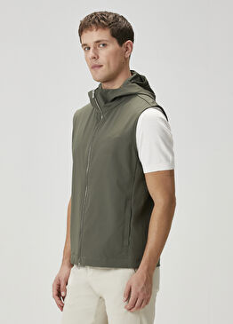 Sonic Haki Kapüşonlu Yelek