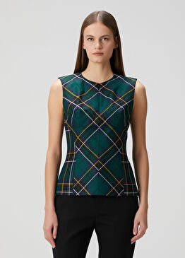 Yeşil Ekoseli Yün Bluz