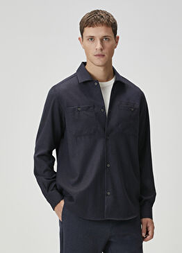 Indigo Yün Dış Gömlek