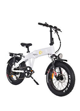 Fatbike Beyaz Mini Katlanabilir Elektrikli Bisiklet 250W 