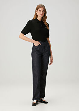 Koyu Lacivert Desenli Jean Pantolon