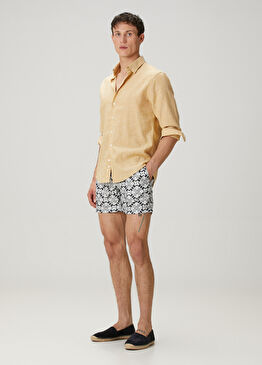 Casuzze Siyah Beyaz Çiçek Desenli Mayo