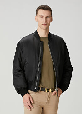 Siyah İpek Bomber Mont