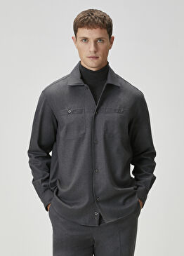 Antrasit Yün Dış Gömlek