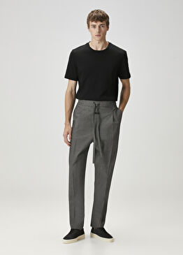 Gri Beli Kordonlu Pantolon