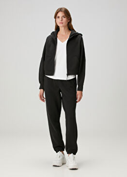 Oversized Siyah Scuba Jogger Pantolon