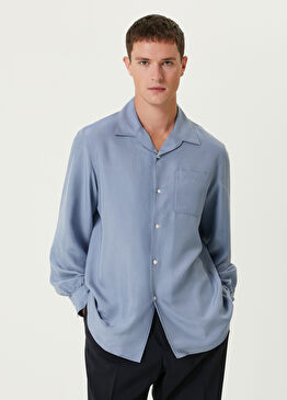 Açık Mavi İpek Gömlek