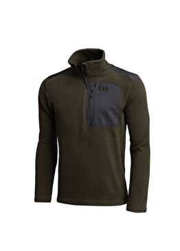 Block Yeşil Yarım Fermuar Erkek Polar