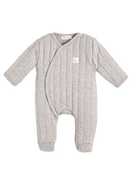 Dream Cloud Bej Melanj Kapitone Uzun Kollu Unisex Bebek Tulum