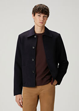 Koyu Mavi Yün Kaban