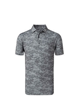 Bulut Kamuflajı Lisle Gri Polo Yaka Kısa Kollu Erkek Golf T-Shirt