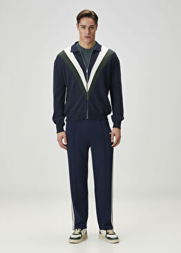 Lacivert Şerit Jakarlı Eşofman Altı