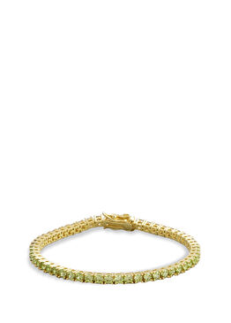 Yeşil Taşlı 18 Ayar Sarı Altın Kaplama Gümüş Su Yolu Kadın Bileklik