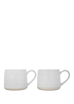 MKMUGLOVEPK2 Farmhouse 2'li Beyaz Seramik Kupa Seti