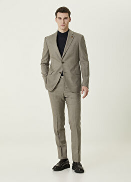 Açık Kahverengi Mikro Desenli Takım Elbise