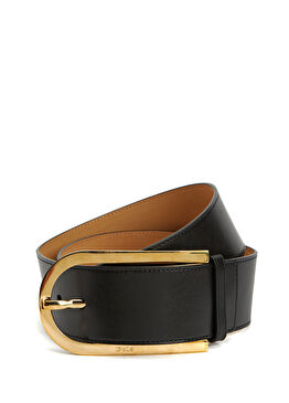 Siyah Gold Kadın Deri Kemer