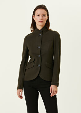 Haki Dik Yaka Yün Blazer