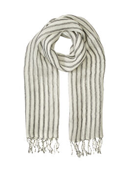 Siyah Beyaz Kadın Keten Şal