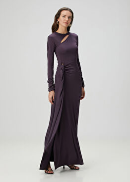 Mürdüm Maksi Abiye Elbise