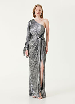 Palmer Silver Maksi İpek Abiye Elbise