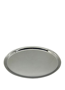 Gümüş Rengi Metal Orta Boy Servis Tepsisi 25 cm