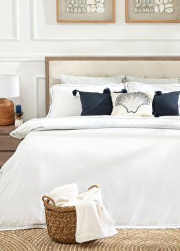 Madeline Beyaz Bambu Pamuk Çift Kişilik Nevresim Seti 200 x 220 cm