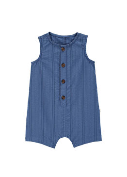 Mavi Erkek Bebek Kısa Tulum