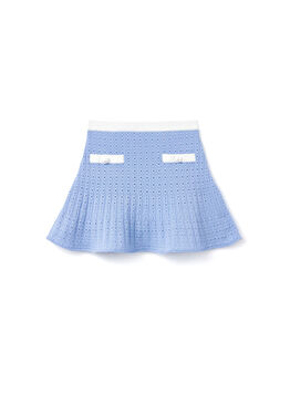 Mavi Volanlı Triko Etek