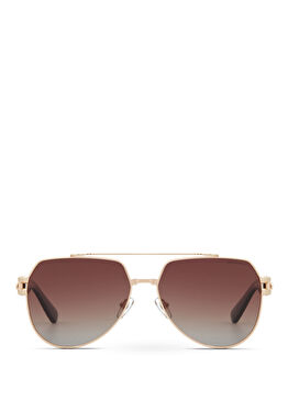 DS 2367 C3 Altın Rengi Kahve Metal Erkek Güneş Gözlüğü