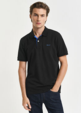 Regular Fit Siyah Polo Yaka Erkek T-Shirt