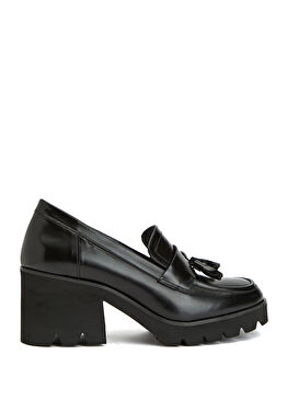 Siyah Kadın Deri Loafer