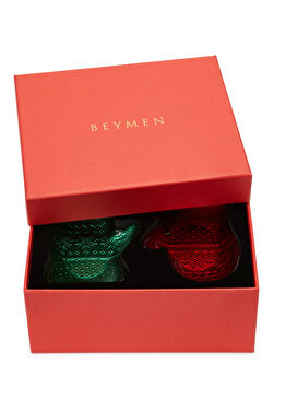 Mitten Yeşil Kırmızı Mini 2li Cam Tabak Seti