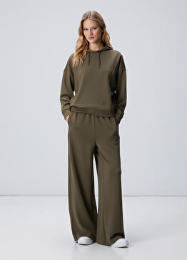 Haki Kaşkorse Garnili Geniş Paça Eşofman Altı
