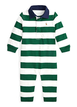 Yeşil Beyaz Çizgili Erkek Bebek Tulum