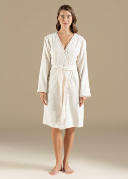 Albas Ekru Kadın Bornoz