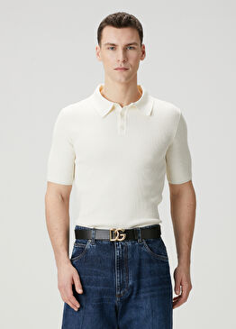 Beyaz Polo Yaka Kısa Kollu Triko