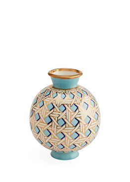 Basketweave Round Seramik Vazo